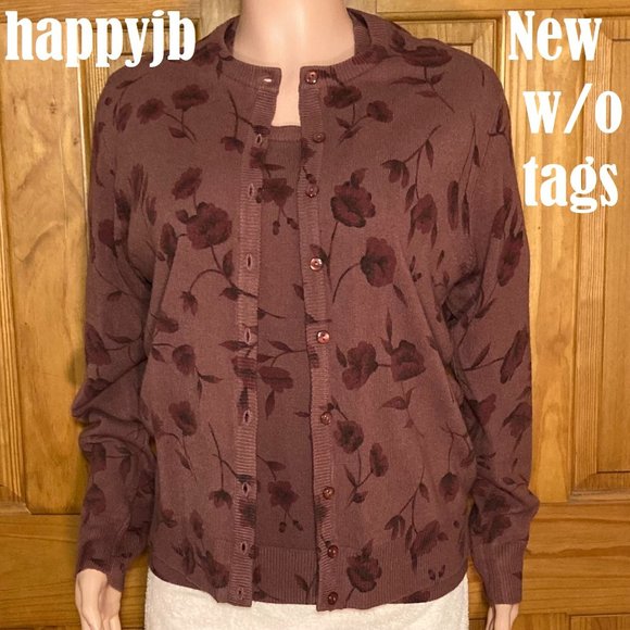 NWOT Vintage Sag Harbor Matching Top Sweater and Cardigan Size M - Picture 2 of 13